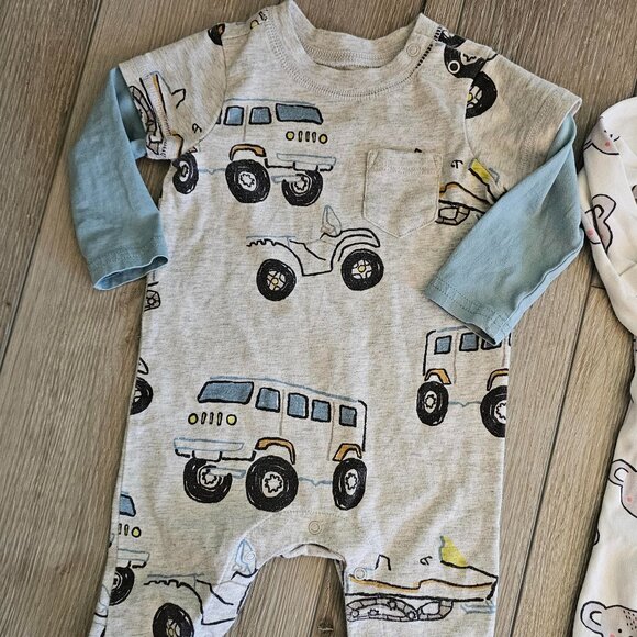 Tea Collection - Layered Sleeve Baby Romper - Sleepers - 3-6 month -  Set of 4 - Picture 4 of 9